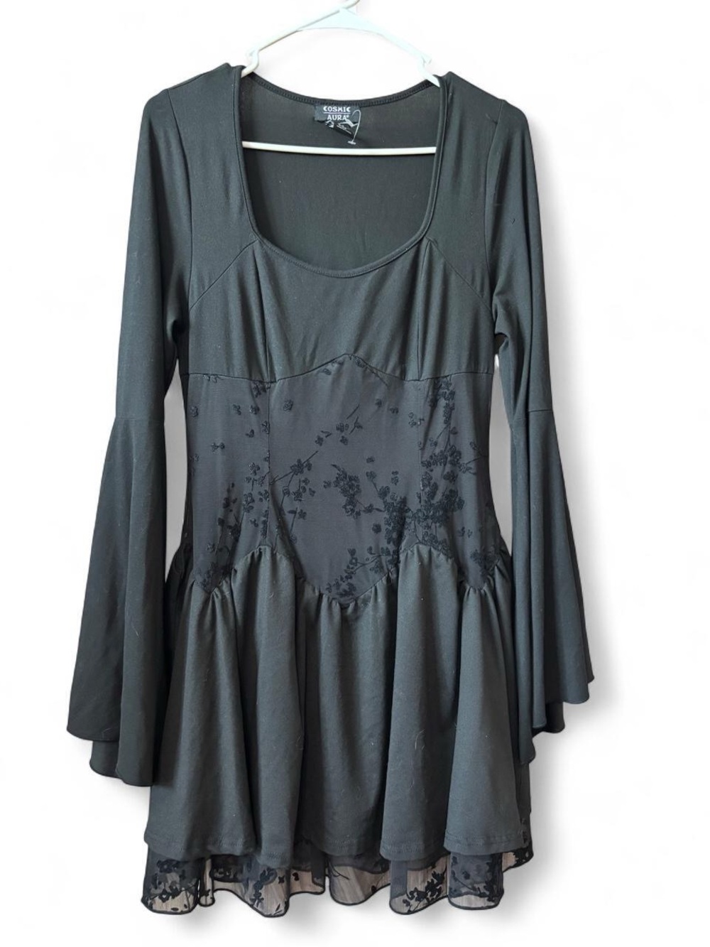 Cosmic Aura Bell Sleeve Goth Dress